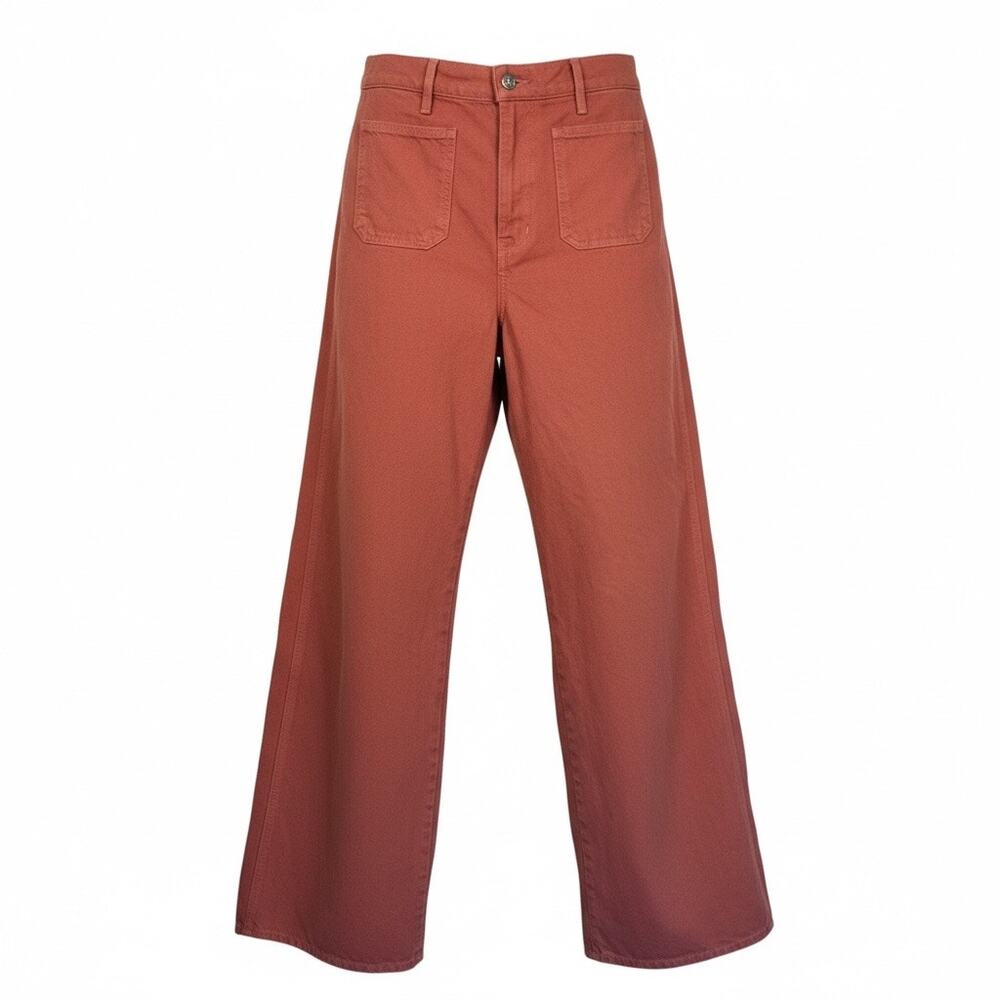 Veronica Beard Taylor Wide Leg Jeans Size 31 High Rise Terracotta Orange